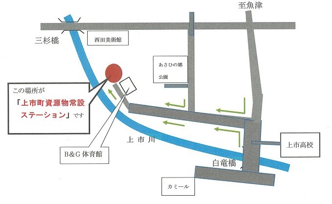 上市町資源物常設ステーション位置図