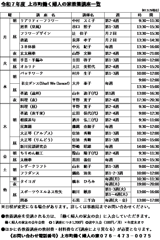教養講座一覧