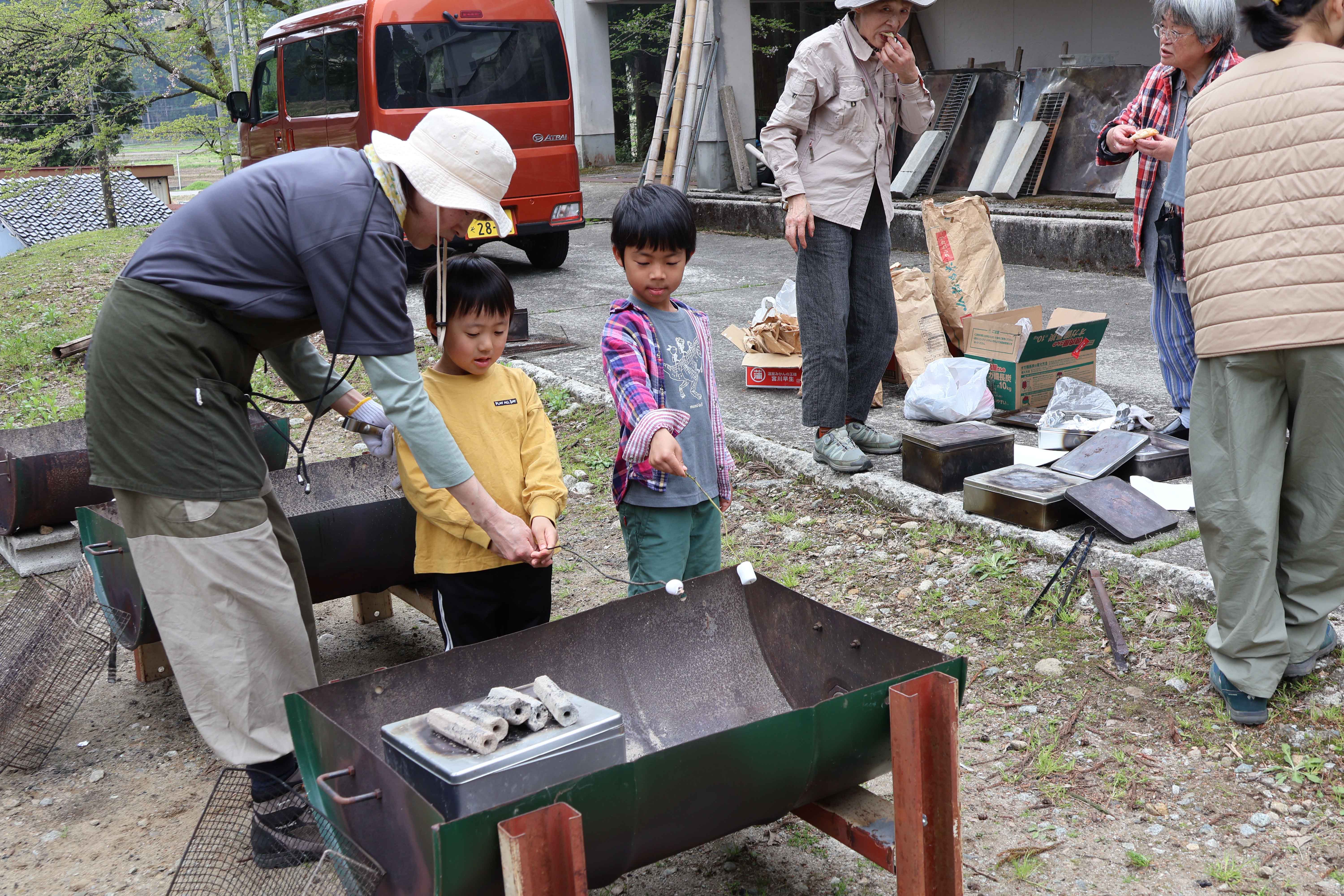 マシュマロを焼く様子