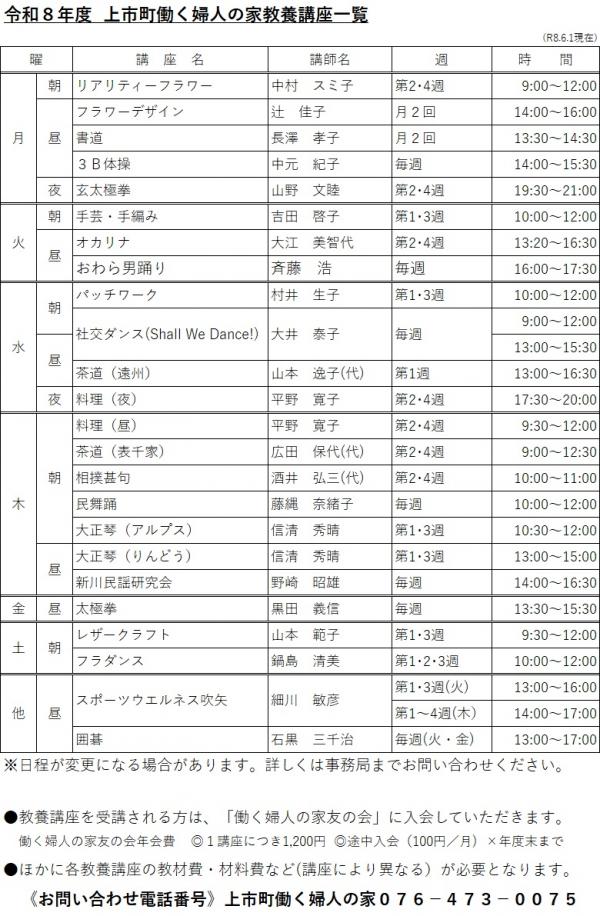 教養講座一覧
